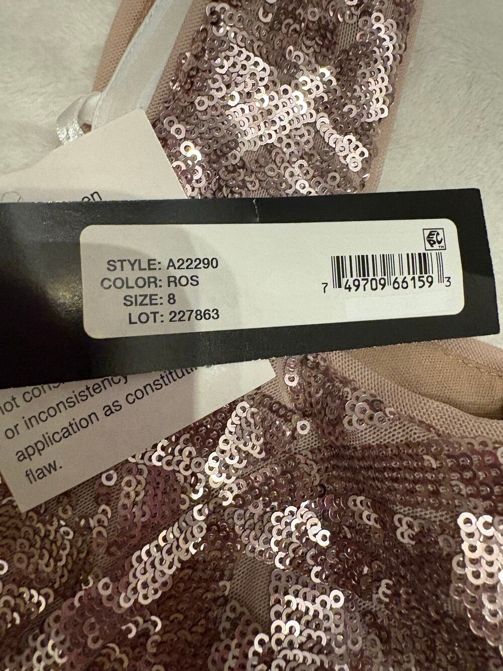 Betsy Adam sequin formal dress. Size 8 rose gold.
